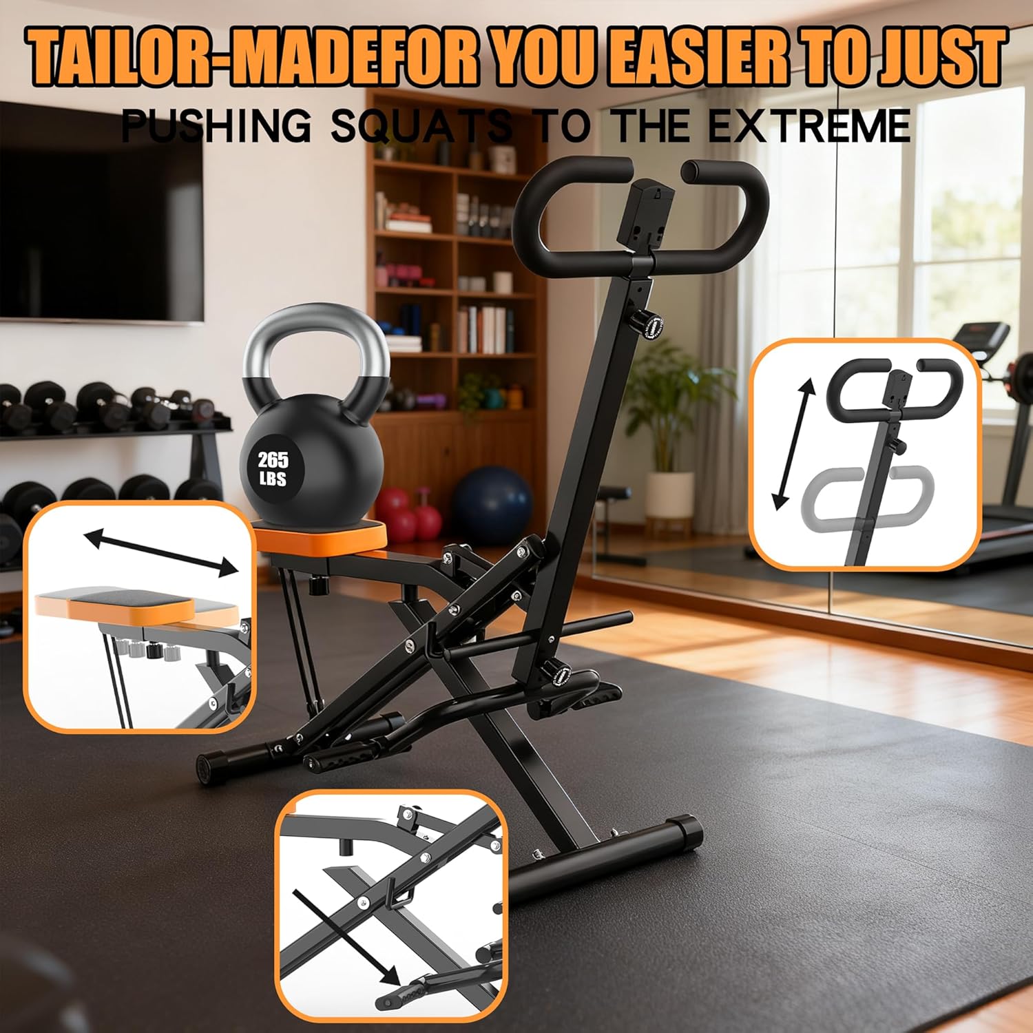 Home Gym With Leg Press - Kniebeugentrainer für Zuhause, faltbarer Gesäßtrainer mit