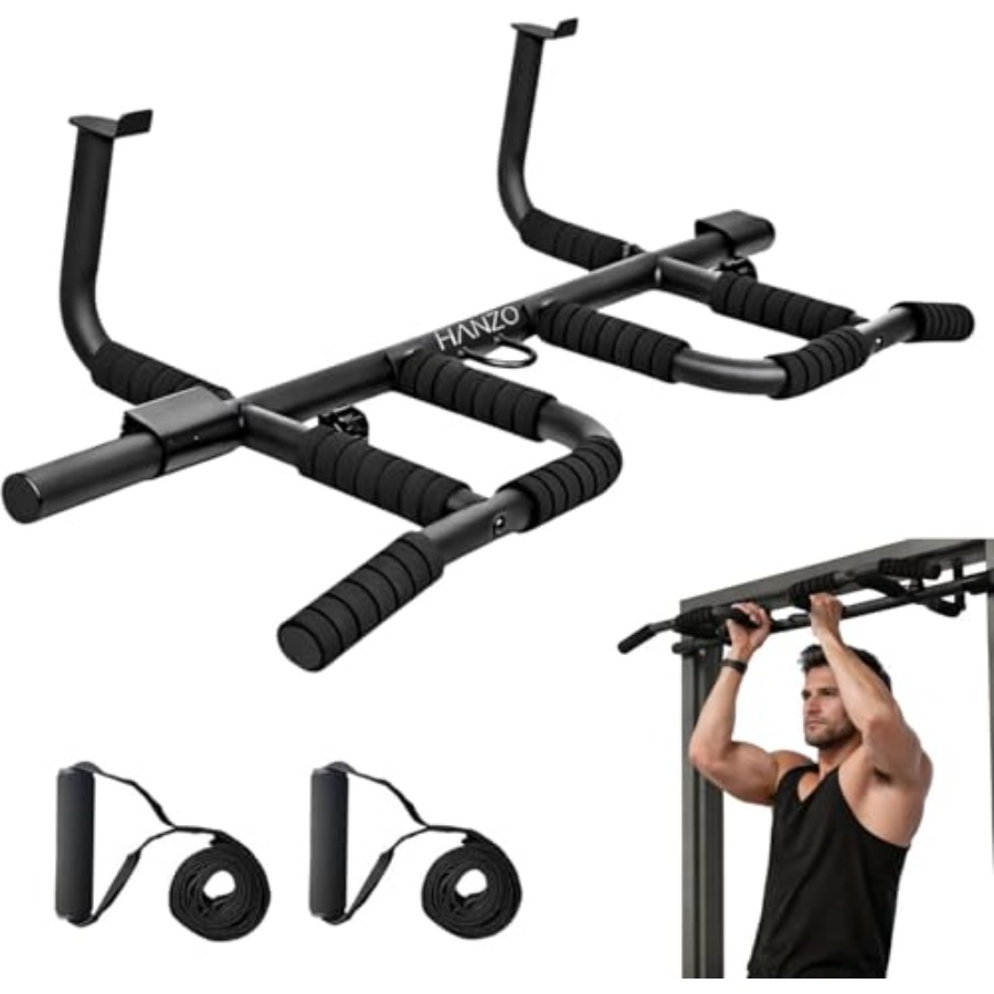 Home Gym Pull Up Bar - Türklimmzugstange-Set mit Aufhängegurten, Multi-Grip-Klimmzugstange für das