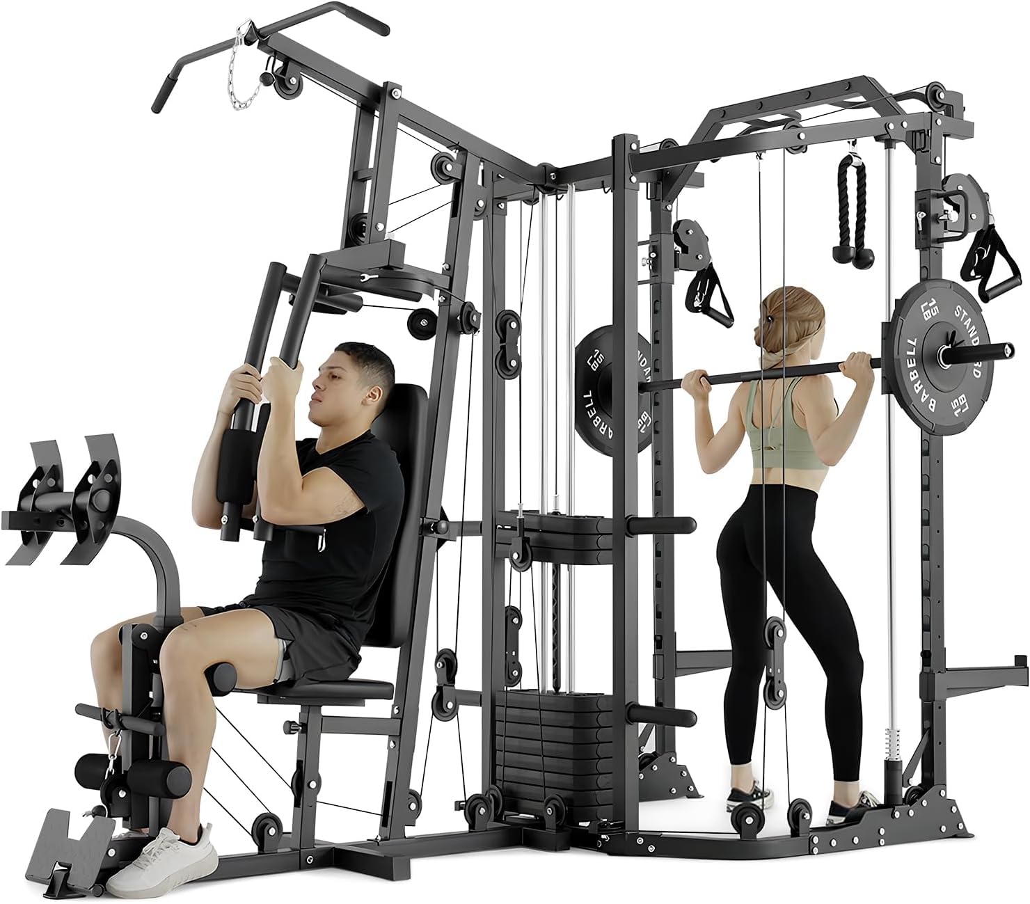 Home Gym One Machine - Dual-Station SmithΔ Machine Power Cage, All-in-One