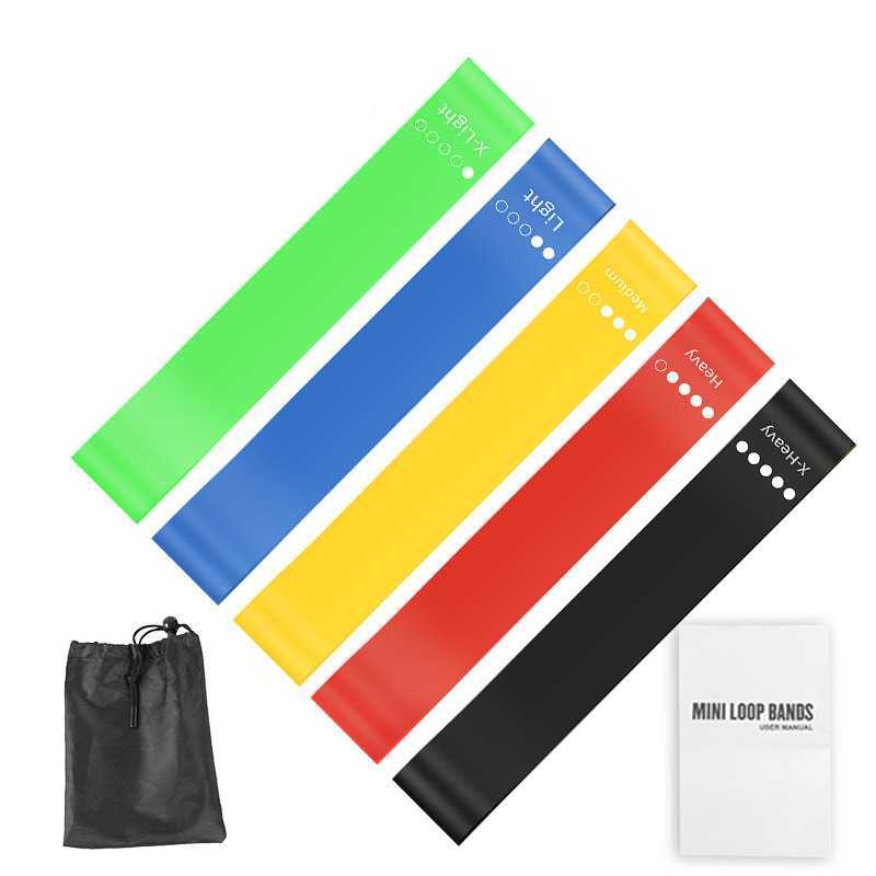 Home Gym Manual - 5-teiliges TPE-Widerstandsband-Set mit Aufbewahrungstasche & Anleitung,