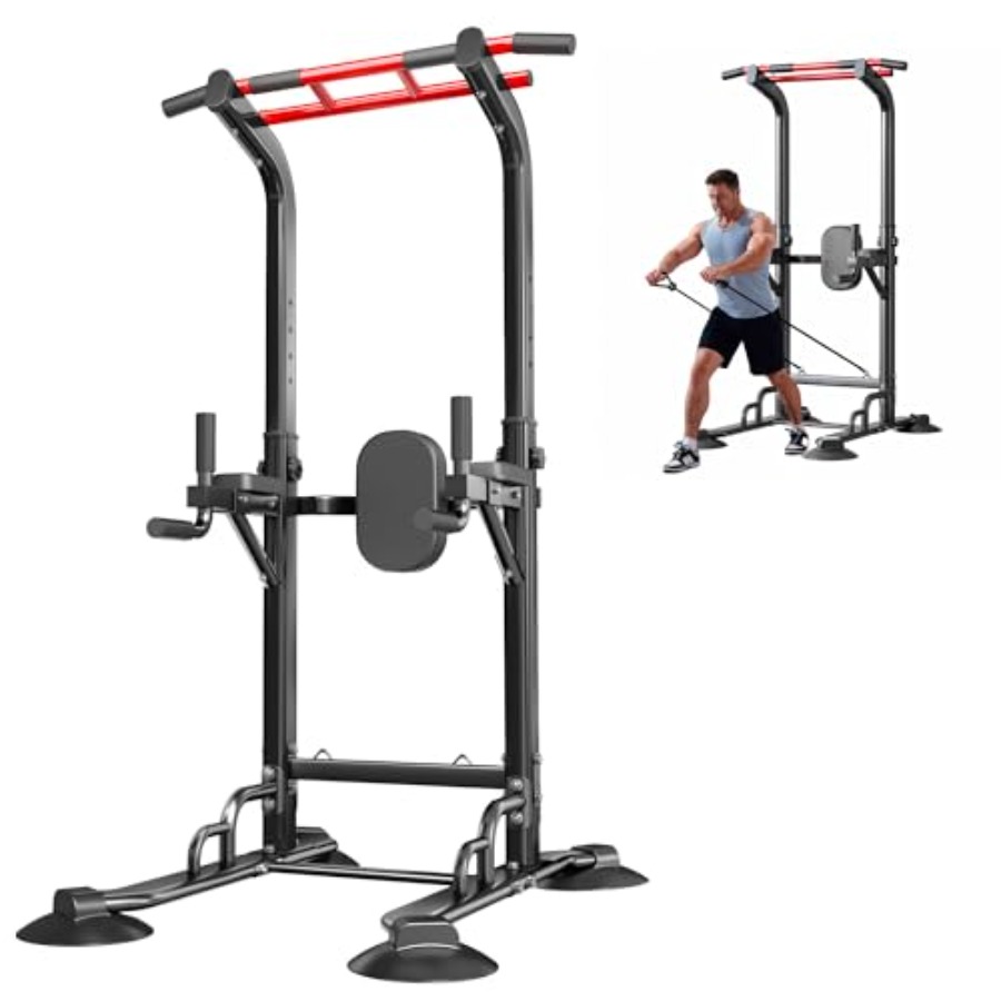 Home Gym Pull Up Bar - Heim-Fitness-Klimmzugstange: Stahl, schwarz, 12-fach verstellbare Multifunktions-Dip-