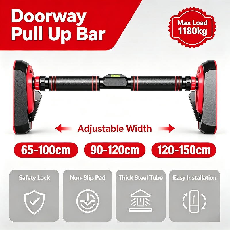 Suspension Trainer Door - Bohrfreie Türmontage-Klimmzugstange mit Gleitdesign, verstellbarer Breite,