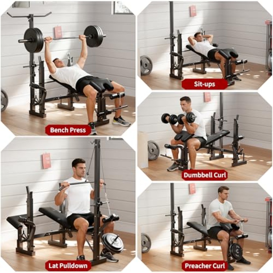 Heimfitness-Gewichtsbank-Set:  – Home Gym With Leg Press Bewertung und Preis